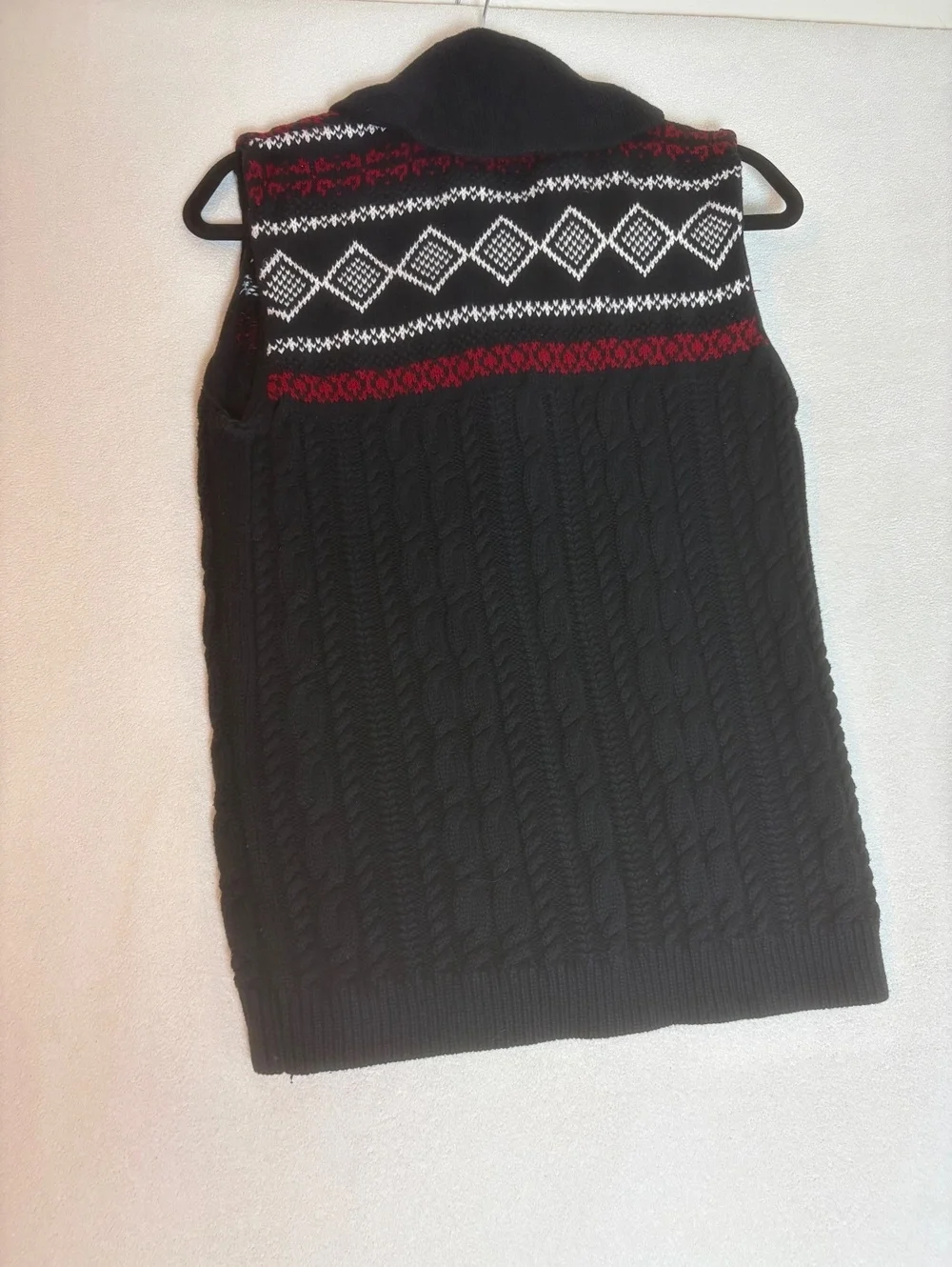 American Living Womens Black Cable Knit Button-Up Sweater Vest Medium